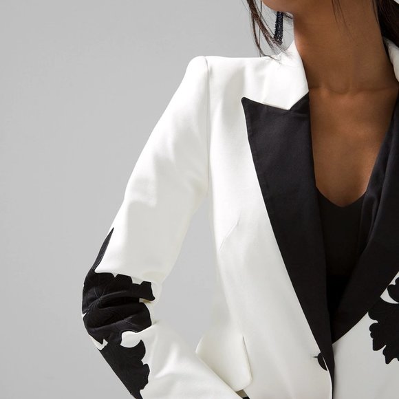 nwt WHITE HOUSE BLACK MARKET tuxedo editor applique blazer 2 0 pet 4 6 8 12 - Picture 2 of 3